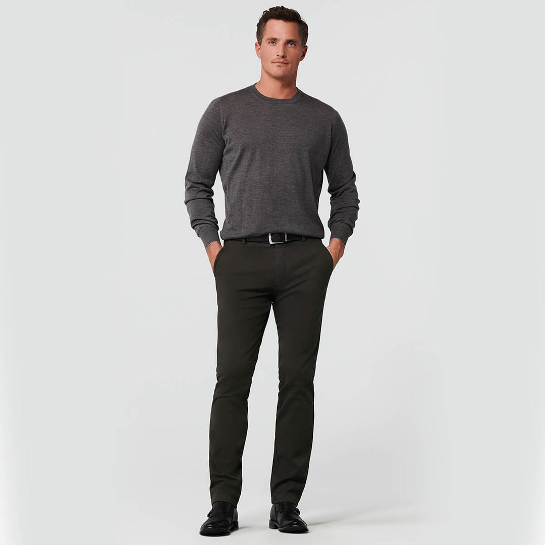 Meyer New York 2-5602 08 Charcoal Grey Micro Print Twill Trousers - Baks Menswear