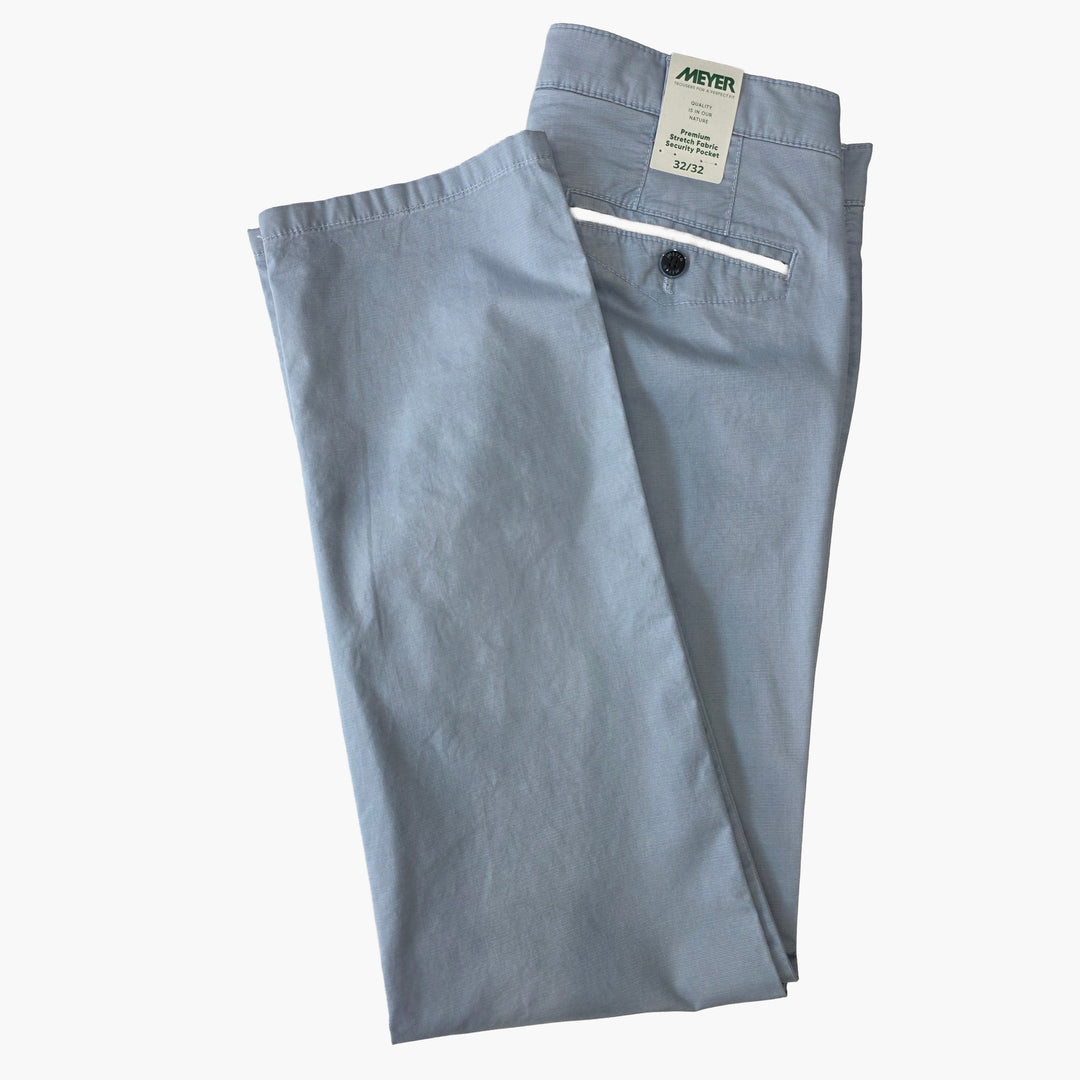 Meyer Chicago 1-5064 Blue Cotton Trousers Modern Fit 14