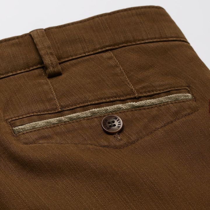 Meyer Chicago 5606 45 Brown Stretch Cotton Chino Trousers - Baks Menswear