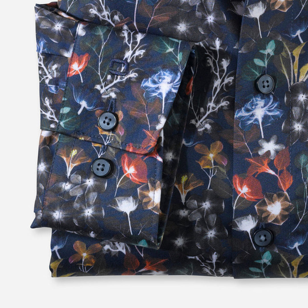 Olymp 12385445 Navy Multicolour Flower Print Long Sleeve Shirt