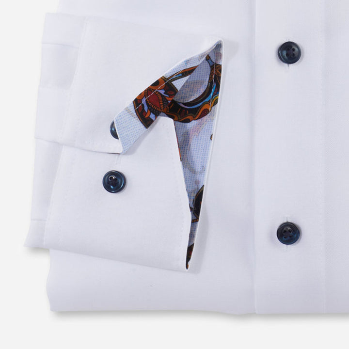 Olymp 12405400 White Modern Fit Oxford Weave Long Sleeve Shirt - Baks Menswear Bournemouth