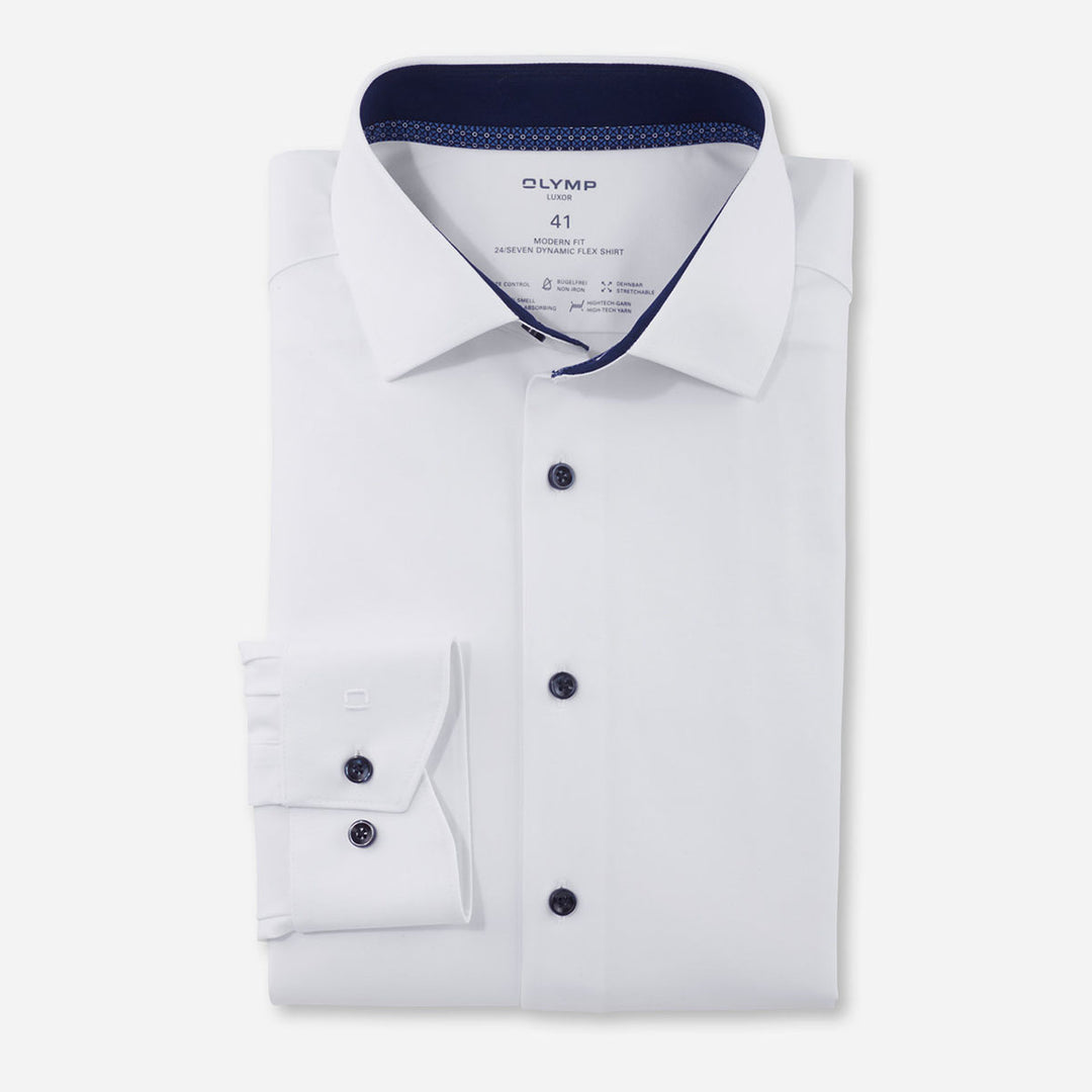 Olymp 12472400 White Modern Fit Non Iron Long Sleeve Shirt - Baks Menswear Bournemouth