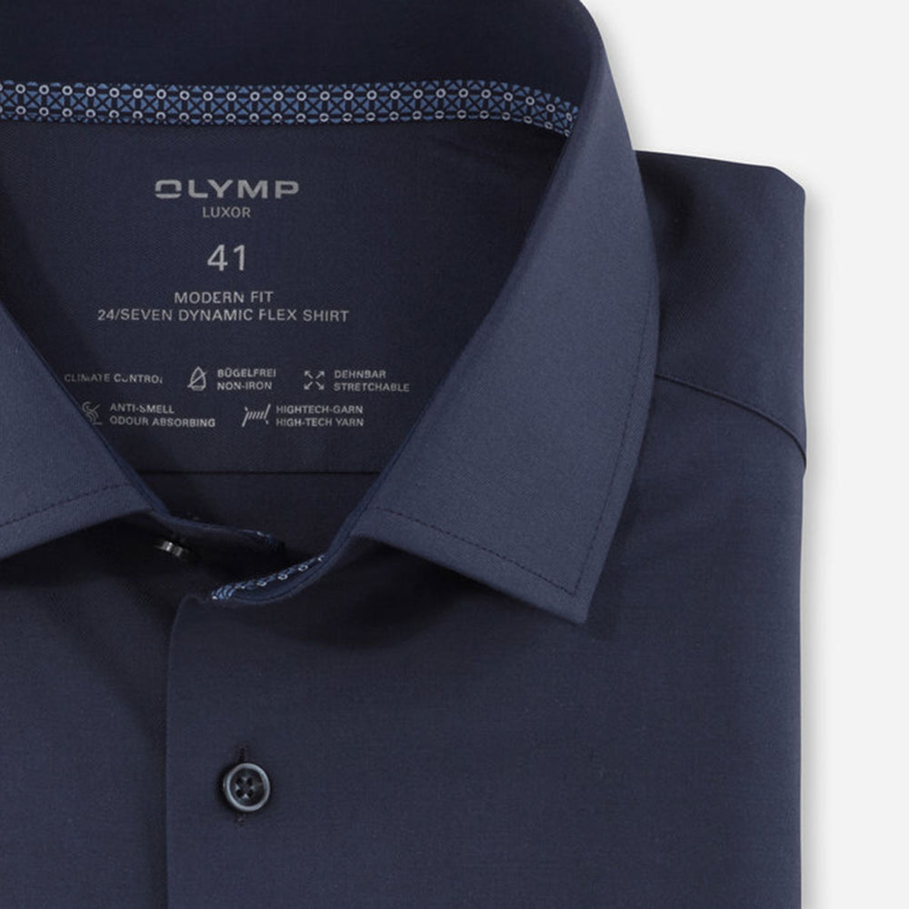 Olymp 12472418 Navy Modern Fit Non Iron Long Sleeve Shirt - Baks Menswear Bournemouth