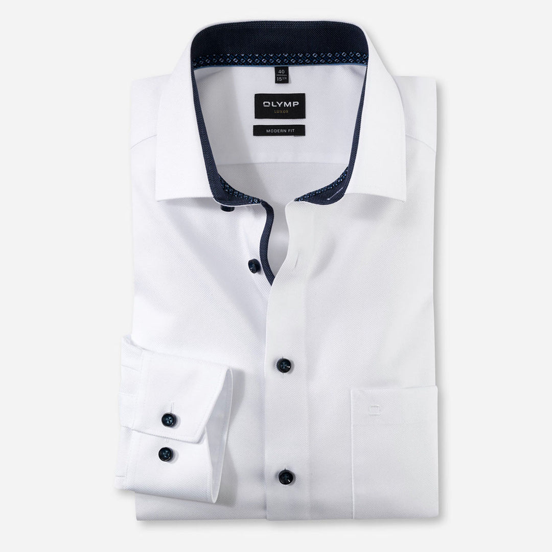Olymp 12612400 White Modern Fit Long Sleeve Shirt - Baks Menswear Bournemouth
