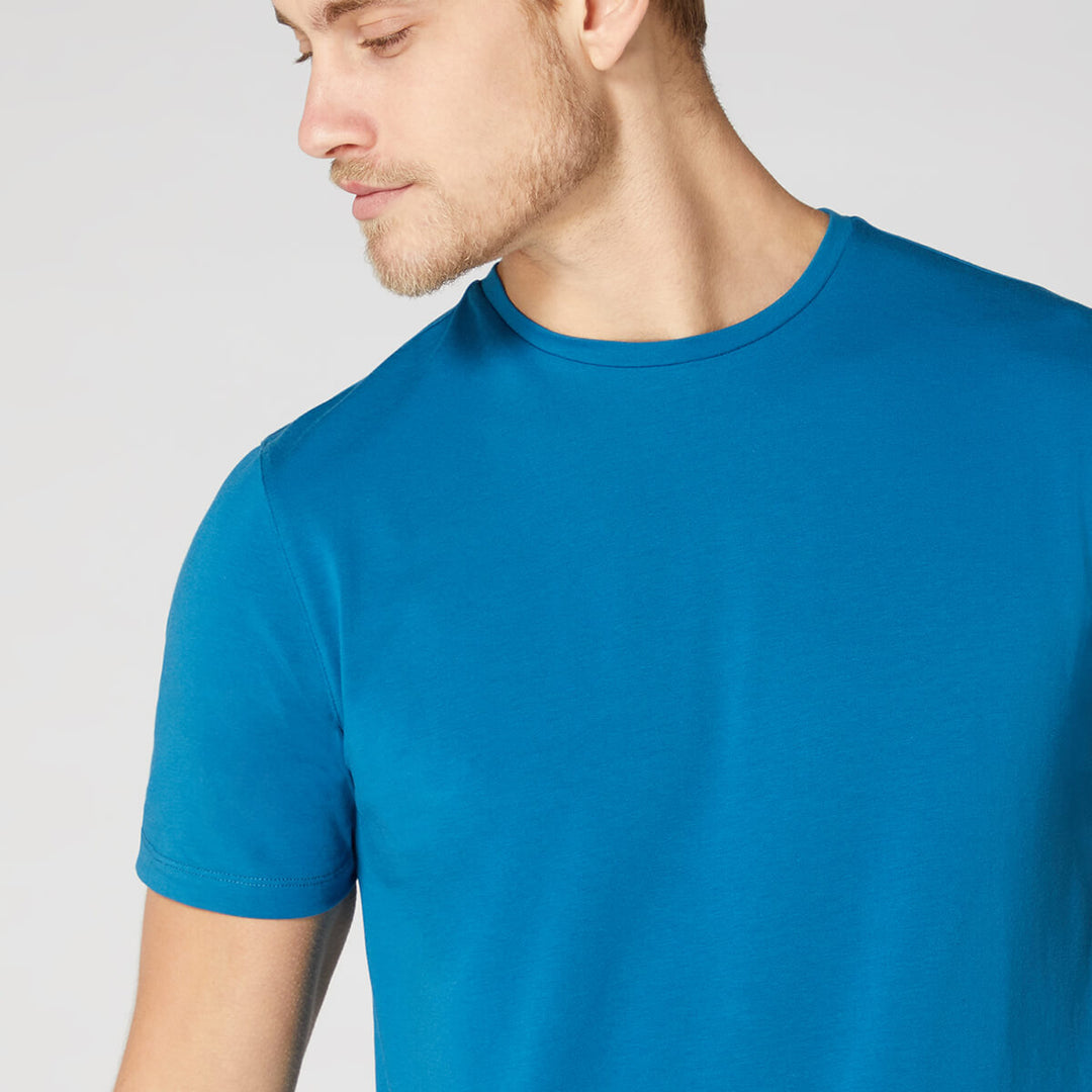 Remus Uomo 123-53121-246 Teal Tapered Fit Cotton-Stretch Mens T-Shirt - Baks Menswear