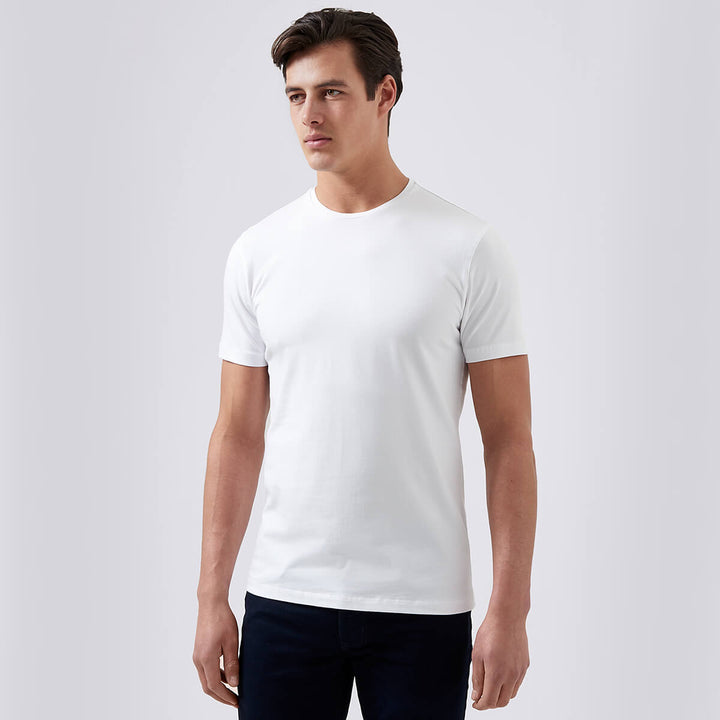 Remus Uomo 133-53121-01 White Short Sleeve T-Shirt - Baks Menswear
