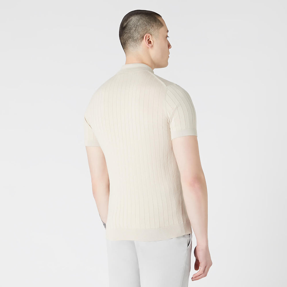 Remus Uomo 133-58633-91 Stone Beige Slim Fit Short-Sleeve Polo Shirt - Baks Menswear
