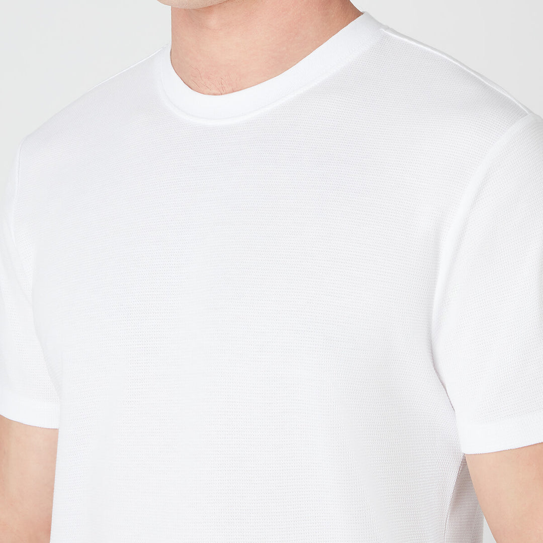 Remus Uomo 133-58786-01 White Waffle T-Shirt - Baks Menswear