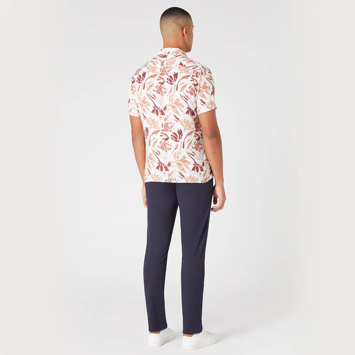 Remus Uomo 13745SS-16 Brown Flower Print Short Sleeve Shirt - Baks Menswear