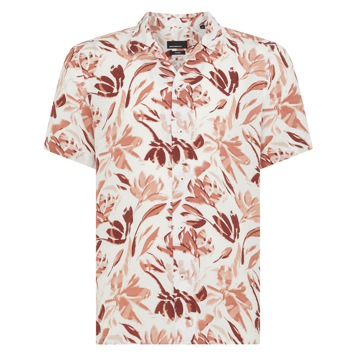 Remus Uomo 13745SS-16 Brown Flower Print Short Sleeve Shirt - Baks Menswear