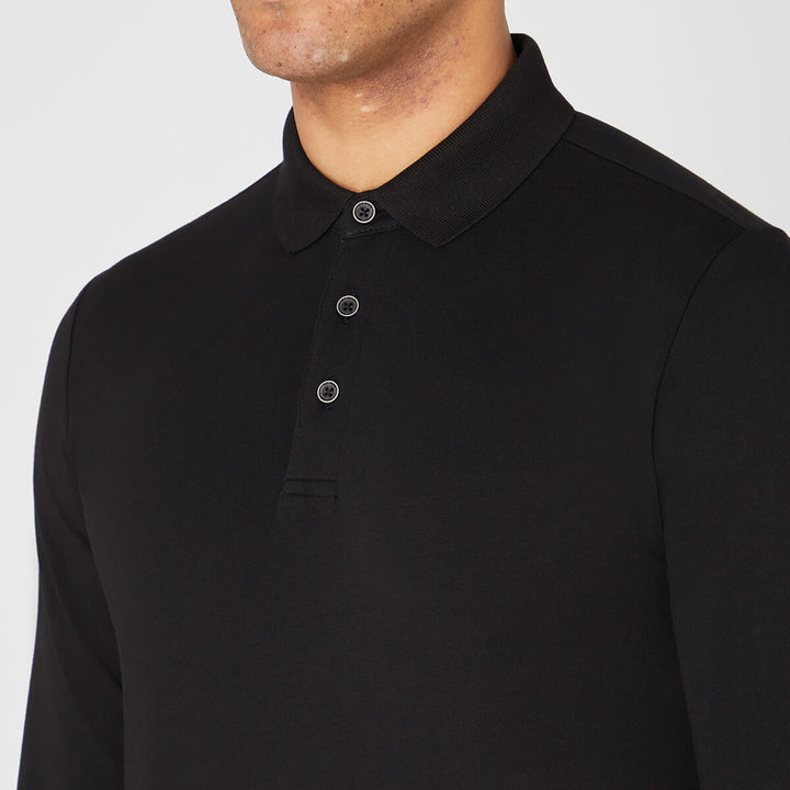 Remus Uomo 3-53123-00 Black Long Sleeve Polo Shirt Top - Baks Menswear Bournemouth