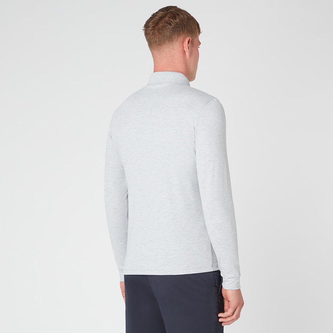 Remus Uomo 3-53123-02 Light Grey Long Sleeve Polo Shirt Top - Baks Menswear Bournemouth