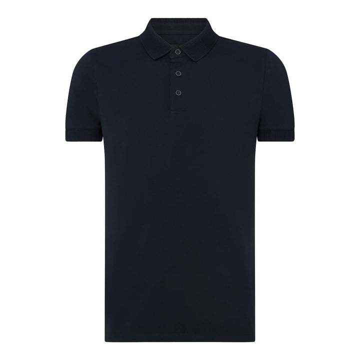 Remus Uomo 58724 Navy Tapered Fit Cotton-Stretch Jersey Polo Shirt - Baks Menswear