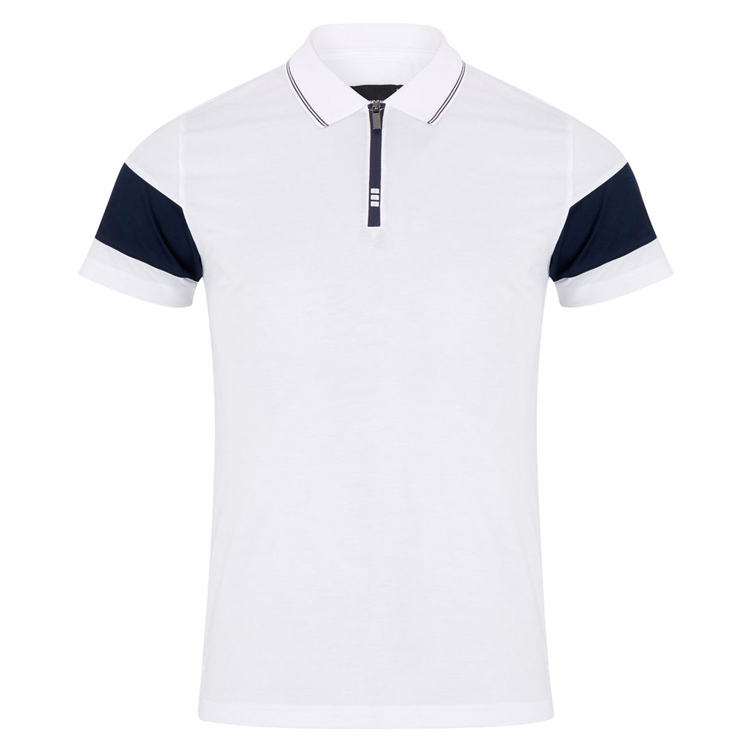 Remus Uomo 58771 White Zip Neck Polo Shirt - Baks Menswear Bournemouth