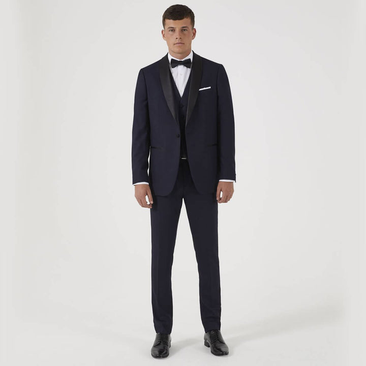 Skopes Newman MM1291 Navy Check Dinner Suit Tuxedo Waistcoat - Baks Menswear Bournemouth