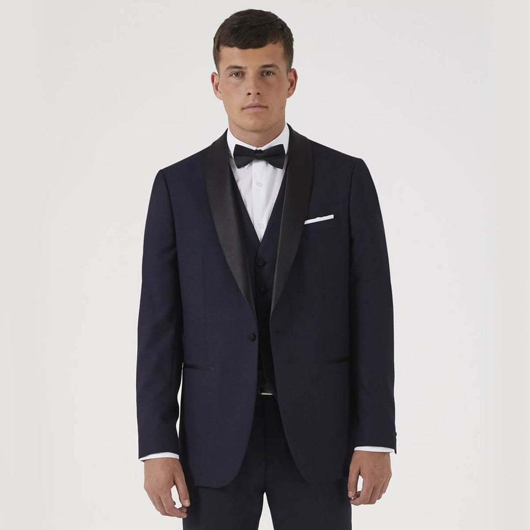 Skopes Newman MM1791 Navy Check Dinner Suit Tuxedo Jacket - Baks Menswear Bournemouth