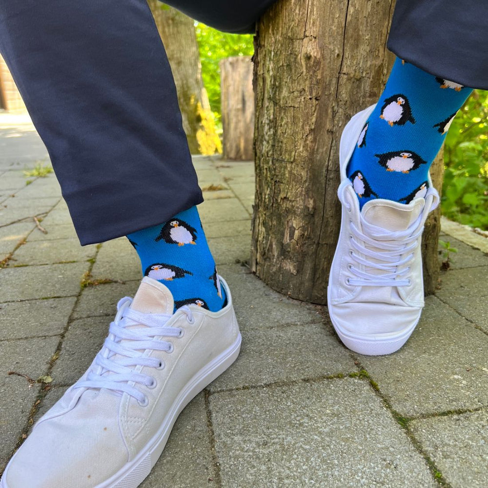 Swole Panda SP-291 Blue Penguin Bamboo Socks - Baks Menswear