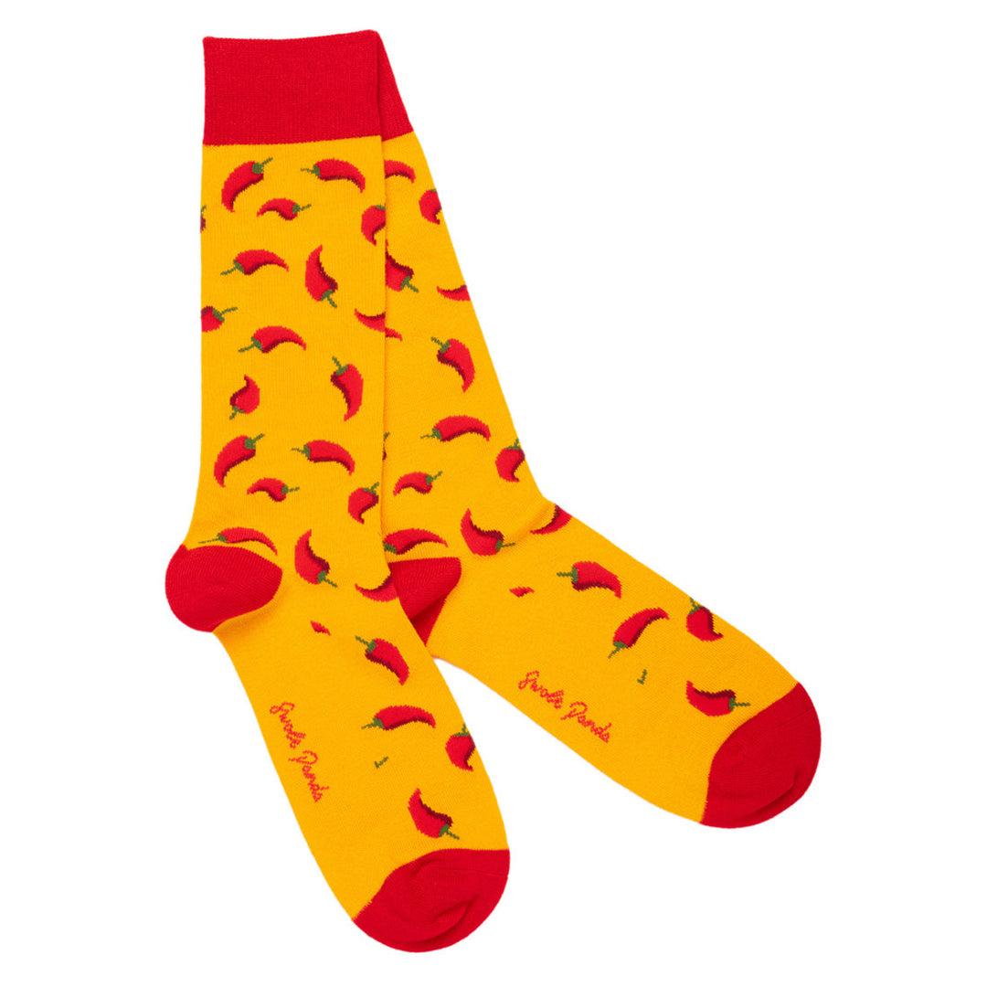 Swole Panda SP385 Yellow Red Chilli Pepper Bamboo Socks - Baks Menswear