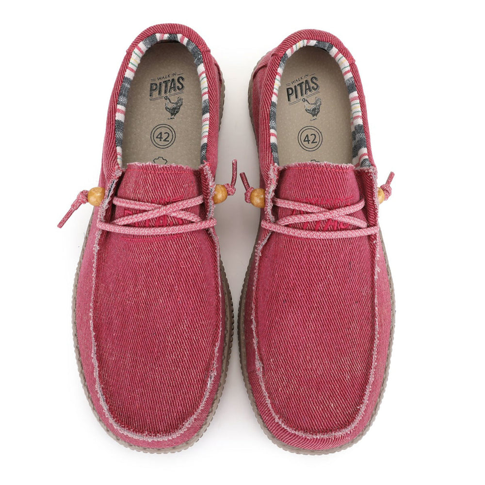 Walk In Pitas WP150 Red Rustic Weave Wallabi Easy-Ons Shoes - Baks Menswear Bournemouth
