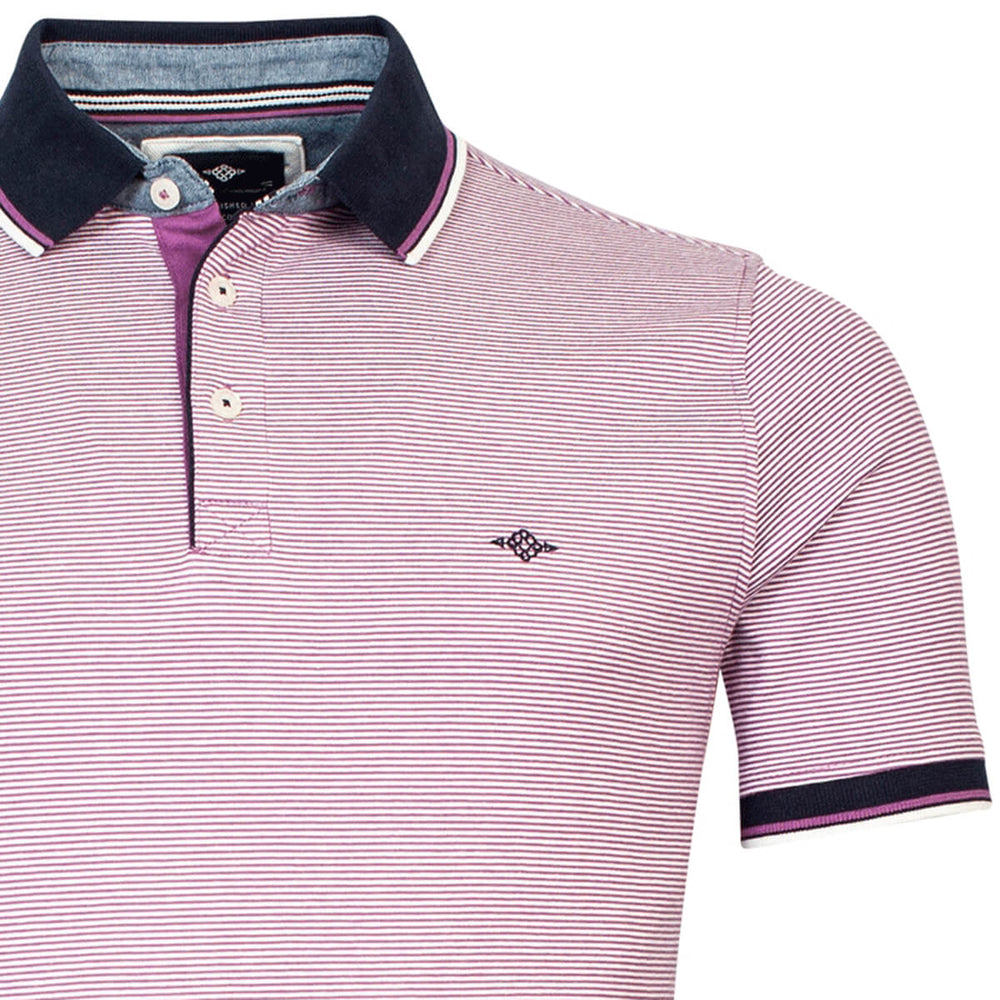 Baileys 315206 Grape Pink Fine Stripe Mens Polo Shirt - Baks Menswear Bournemouth