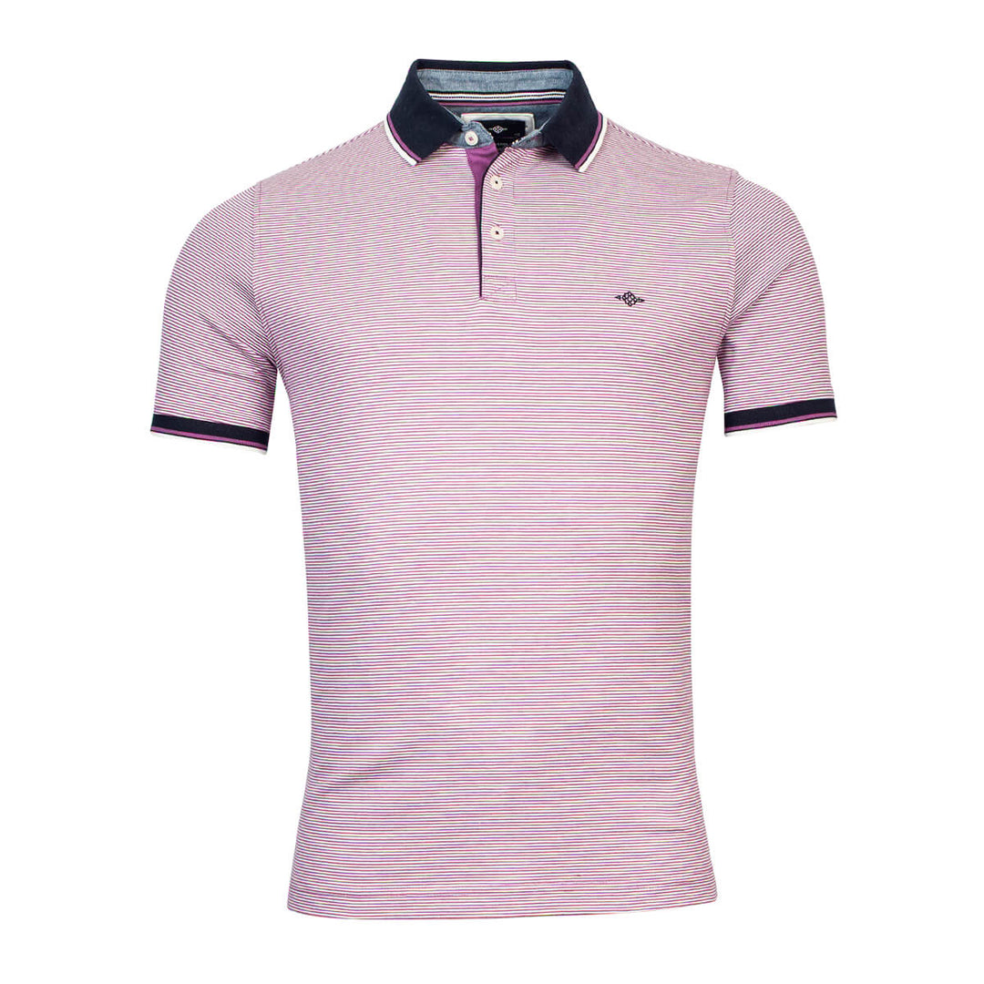 Baileys 315206 Grape Pink Fine Stripe Mens Polo Shirt - Baks Menswear Bournemouth