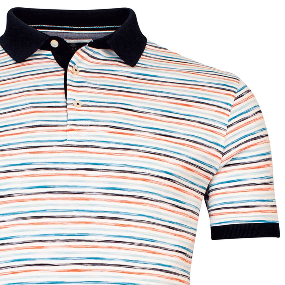 Baileys 315288 White Aqua Stripe Print Mens Polo Shirt - Baks Menswear Bournemouth