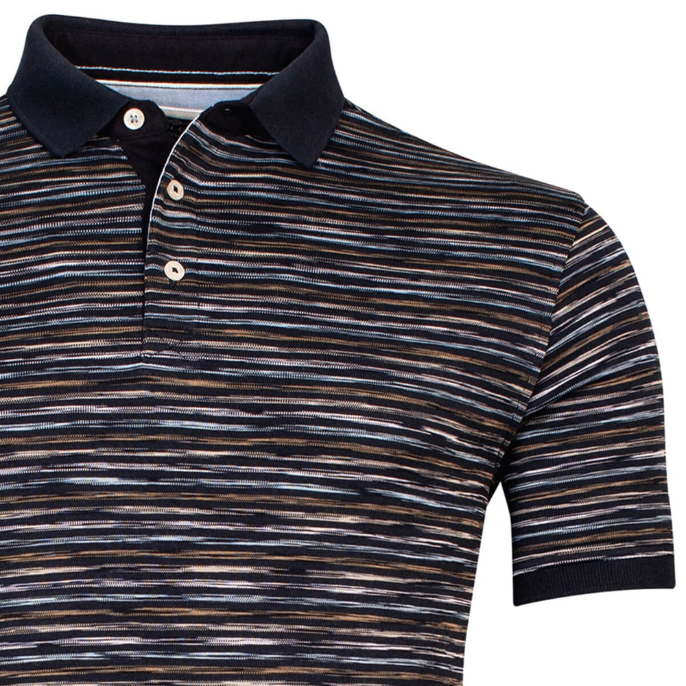 Baileys 315288 Navy Stripe Print Mens Polo Shirt - Baks Menswear Bournemouth