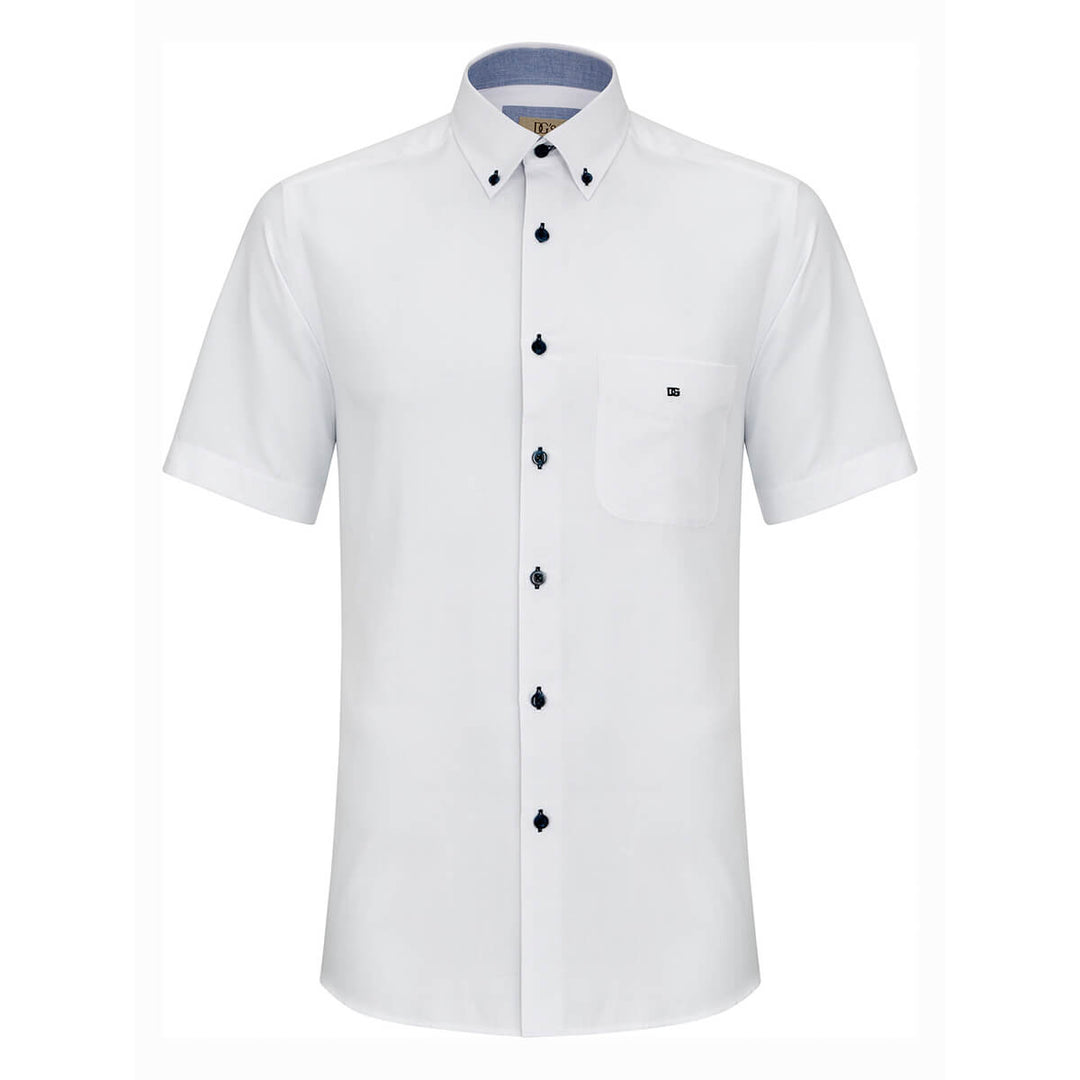 Daniel Grahame 15178SS Ivano White Plain Short Sleeve Mens Shirt - Baks Menswear Bournemouth
