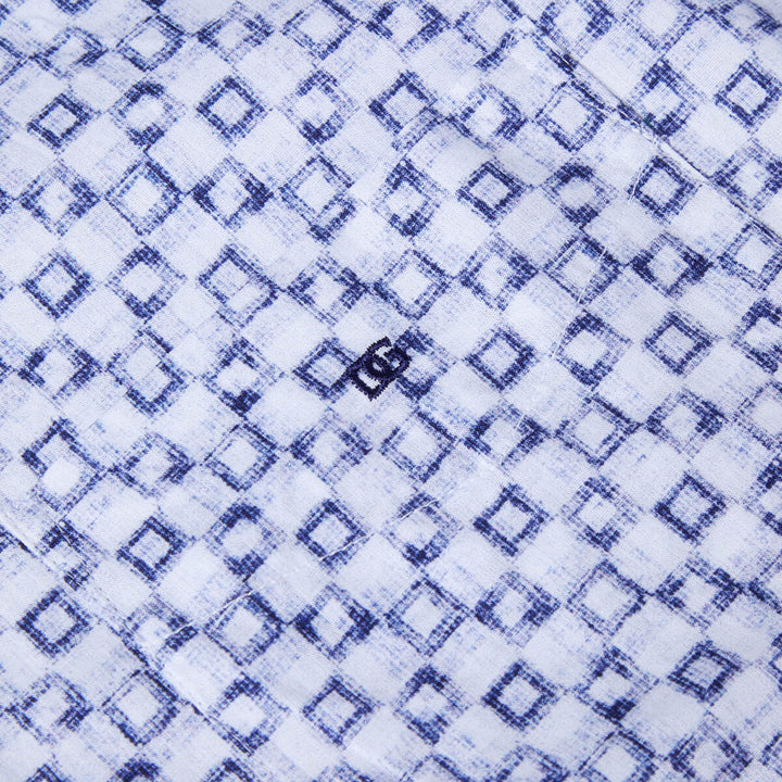 DG's Drifter 131-14565SS-18 Ivano Blue Square Print Mens Short Sleeve Shirt - Baks Menswear Bournemouth