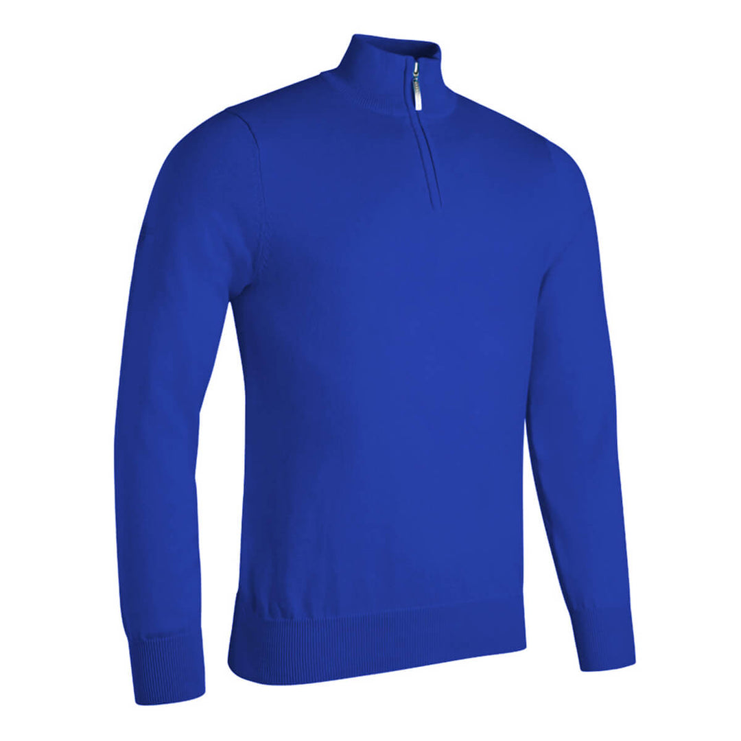 Glenmuir Devon Ascot Blue Mens Zip Neck Lightweight Cotton Golf Sweater - Baks Menswear Bournemouth