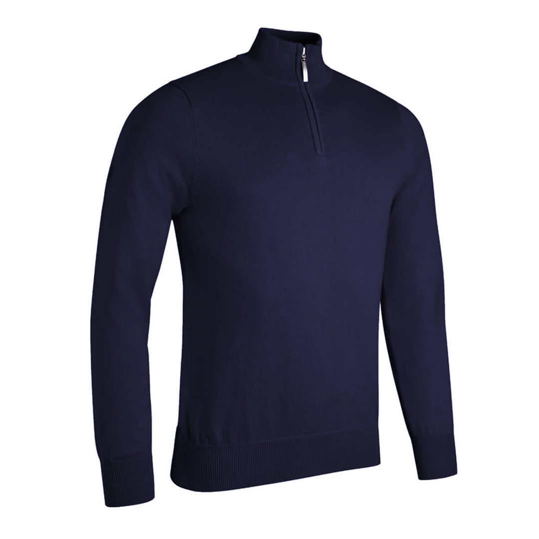 Glenmuir Devon Navy Mens Zip Neck Lightweight Cotton Golf Sweater - Baks Menswear Bournemouth