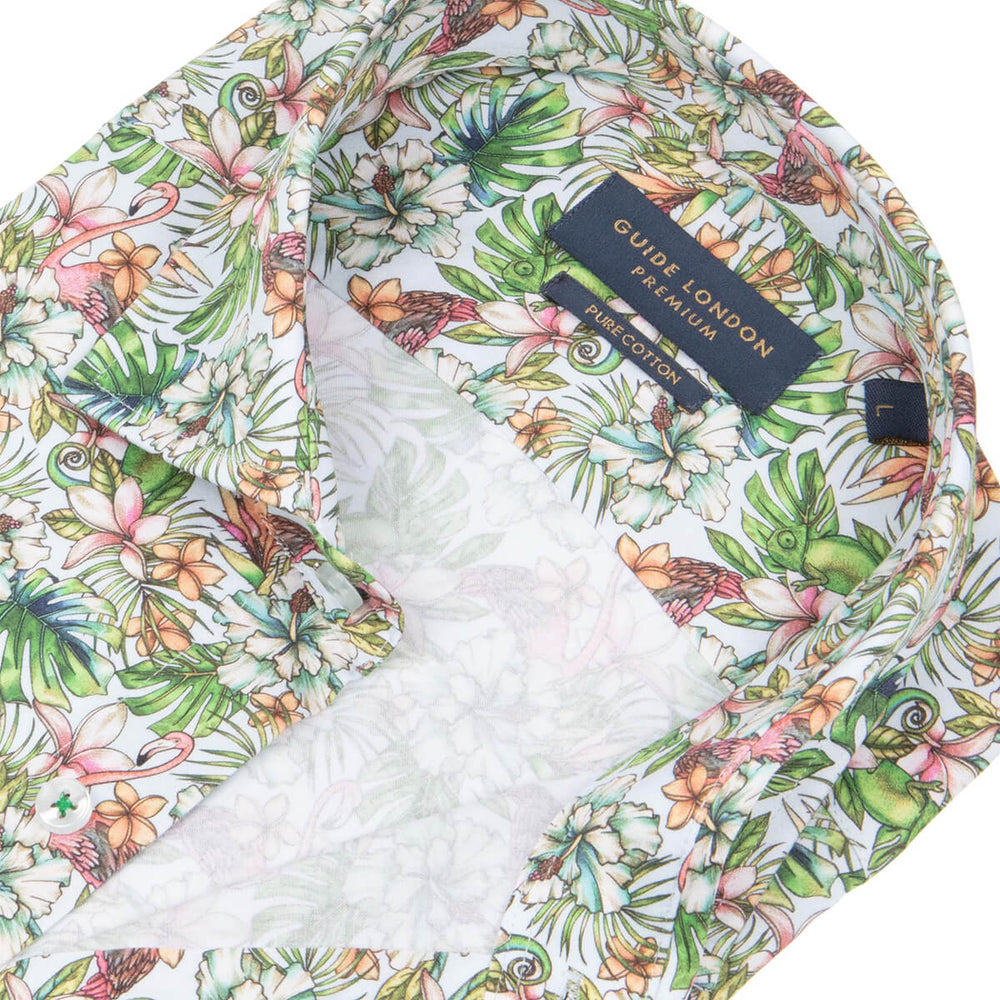 Guide London LS76489 Green Japanese Garden Print Long Sleeve Shirt - Baks Menswear Bournemouth