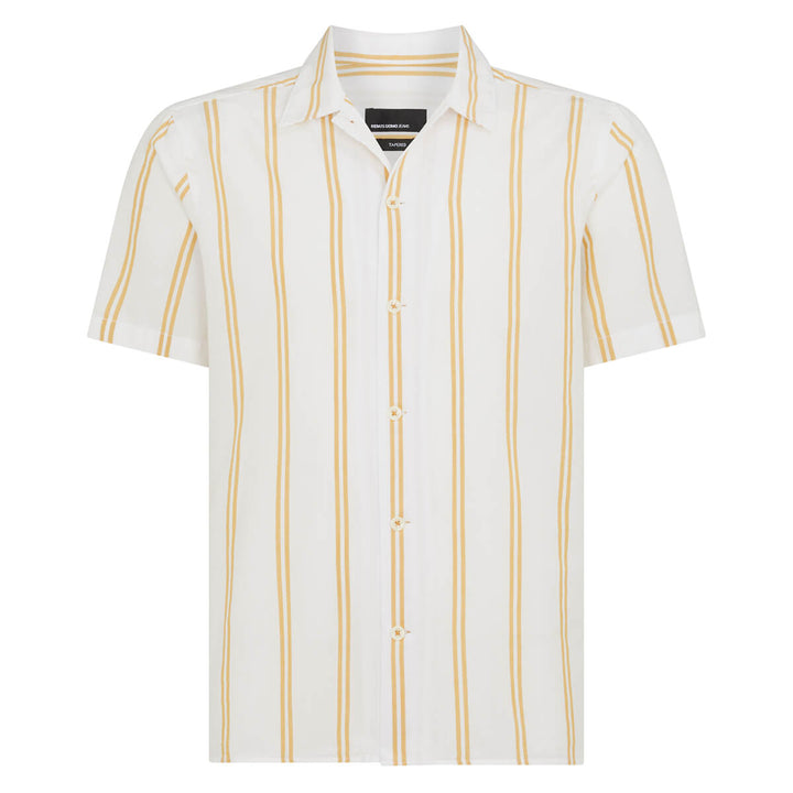 Remus Uomo 131-13758SS-15 Paolo Cream Gold Stripe Short Sleeve Shirt - Baks Menswear Bournemouth