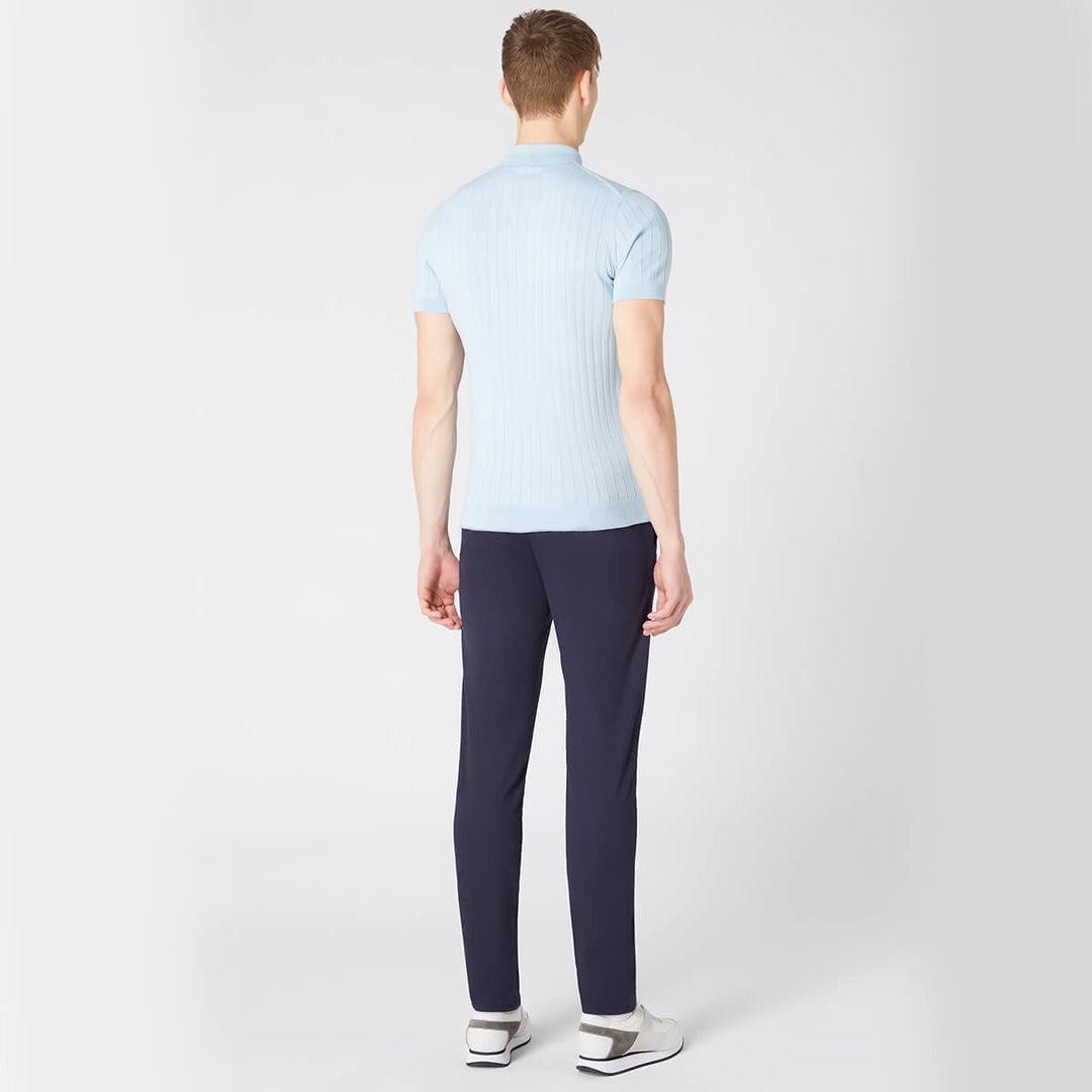 Remus Uomo 131-58633-21 Sky Blue Slim Fit Knitted Cotton Short-Sleeve Polo Shirt - Baks Menswear Bournemouth