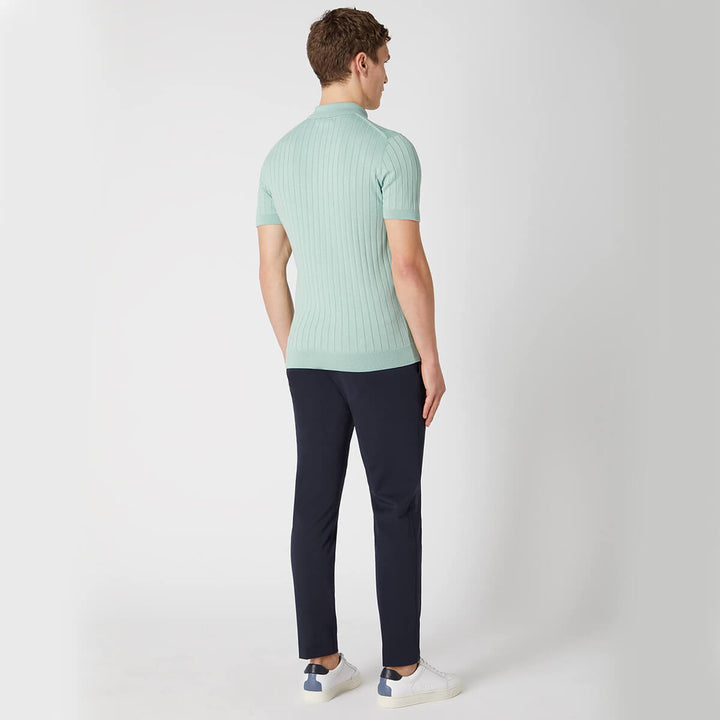 Remus Uomo 133-58633-32 Mint Green Slim Fit Knitted Cotton Short-Sleeve Polo Shirt - Baks Menswear Bournemouth