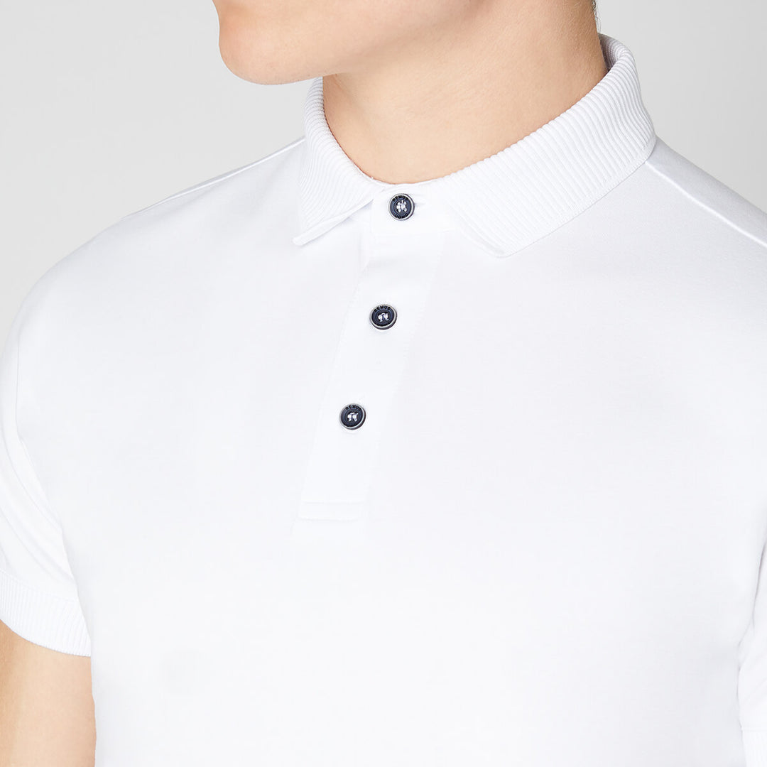 Remus Uomo 58724 White Tapered Fit Cotton-Stretch Jersey Polo Shirt - Baks Menswear Bournemouth