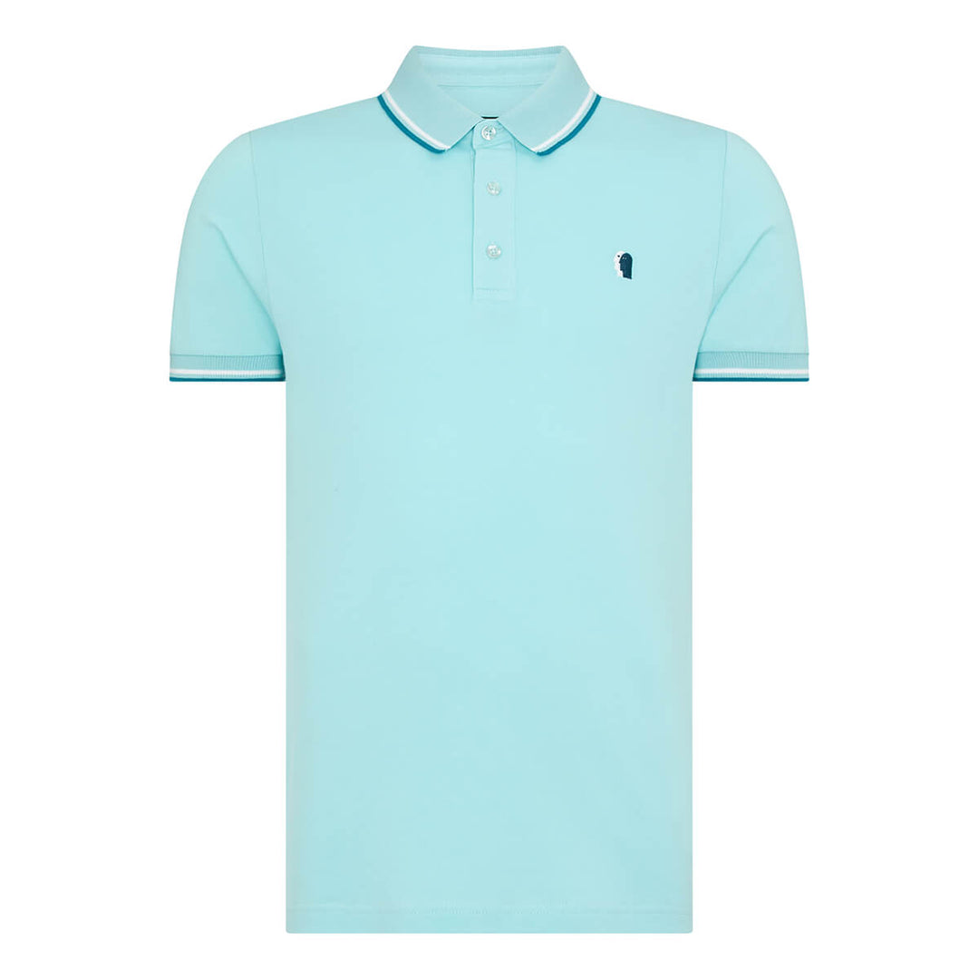Remus Uomo 133-58770-315 Seafoam Green Cotton Blend 3 Button Pique Polo Shirt - Baks Menswear Bournemouth