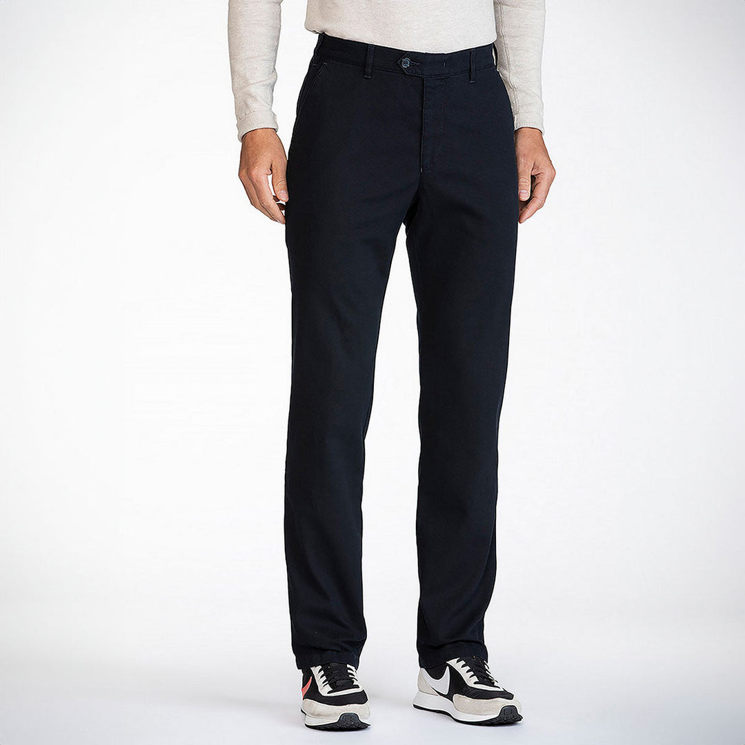 Bruhl Parma marine blue chino trousers at Baks Menswear, Bournemouth