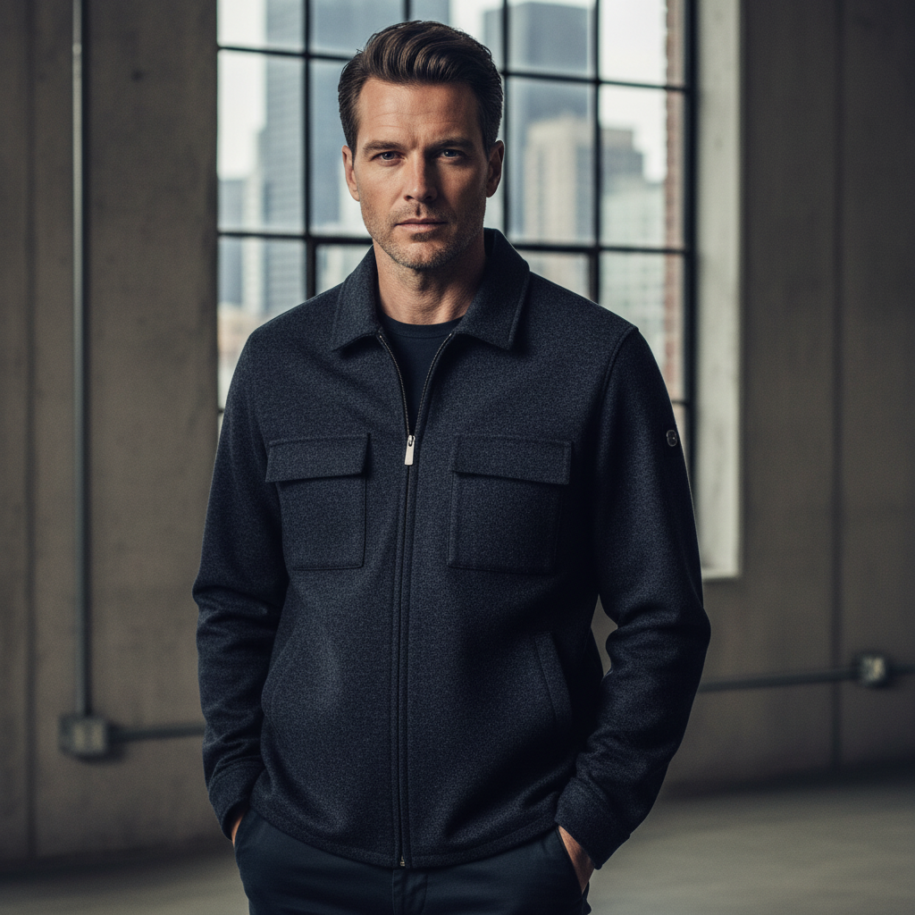 Giordano Carissio Mid Blue Zip Front Overshirt Shacket