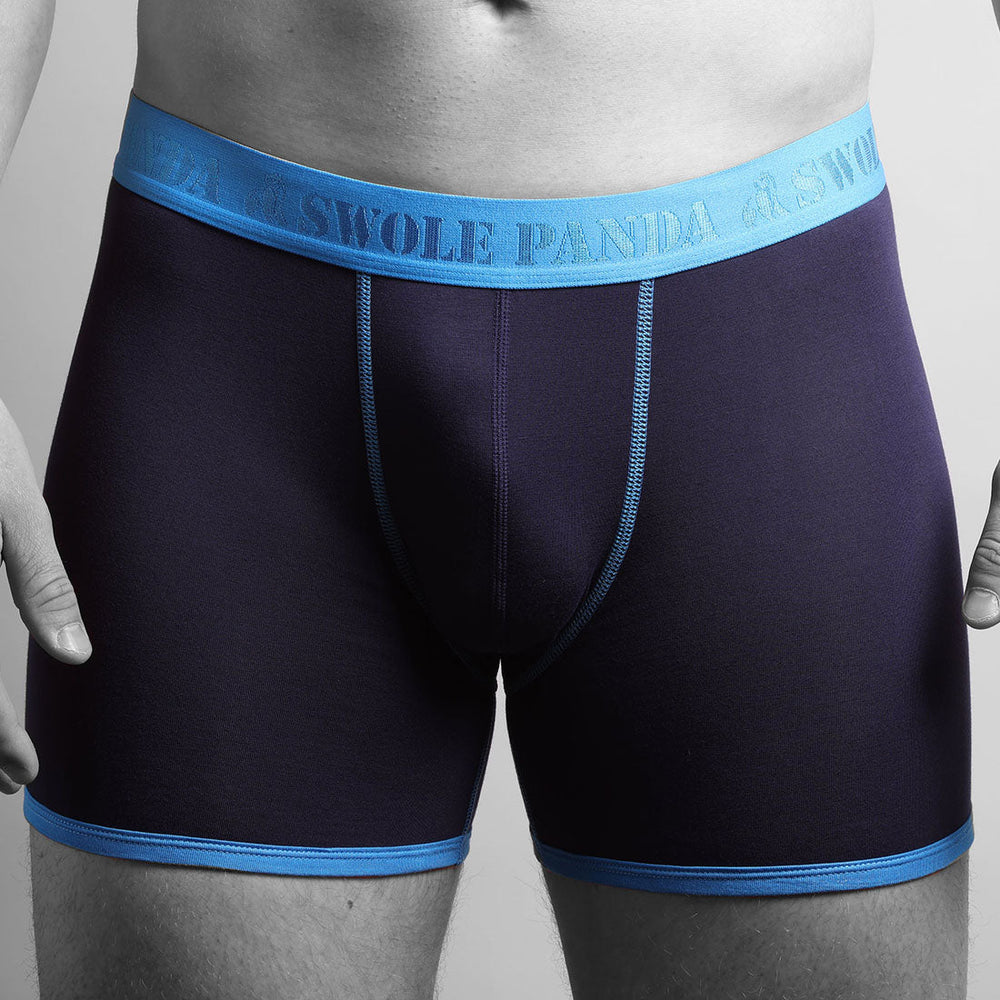 Swole Panda SP-UN-19 Navy Bamboo Boxers Blue Band - Baks Menswear