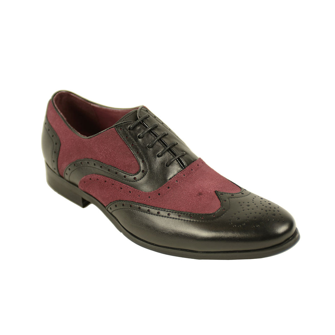 Azor ZM3748 Miller Black Burgundy Brogue Shoes - Baks Menswear Bournemouth