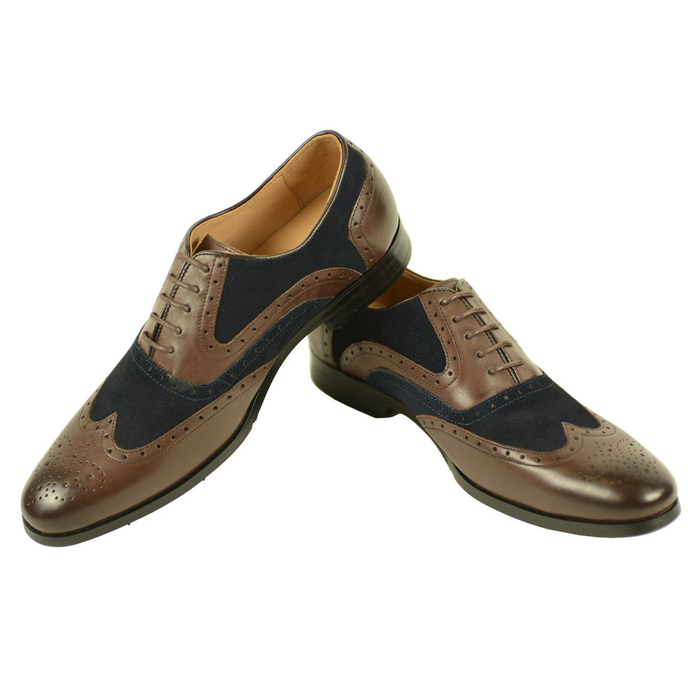 Azor ZM3749 Miller Brown Blue Brogue Shoes - Baks Menswear Bournemouth