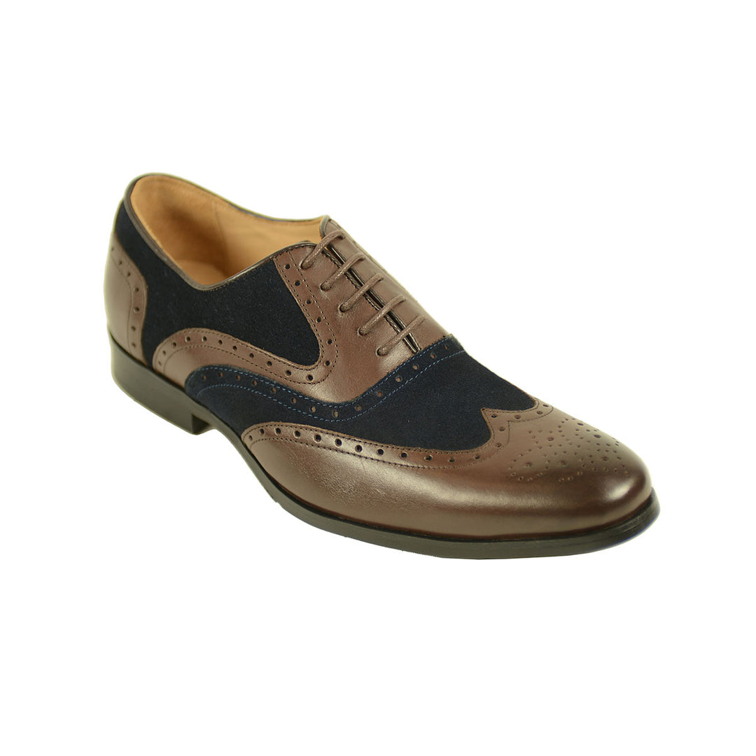 Azor ZM3749 Miller Brown Blue Brogue Shoes - Baks Menswear Bournemouth