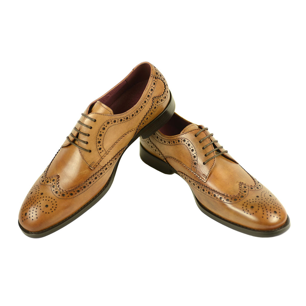 Azor ZM3771 Lugano Tan Brogue Shoes - Baks Menswear Bournemouth