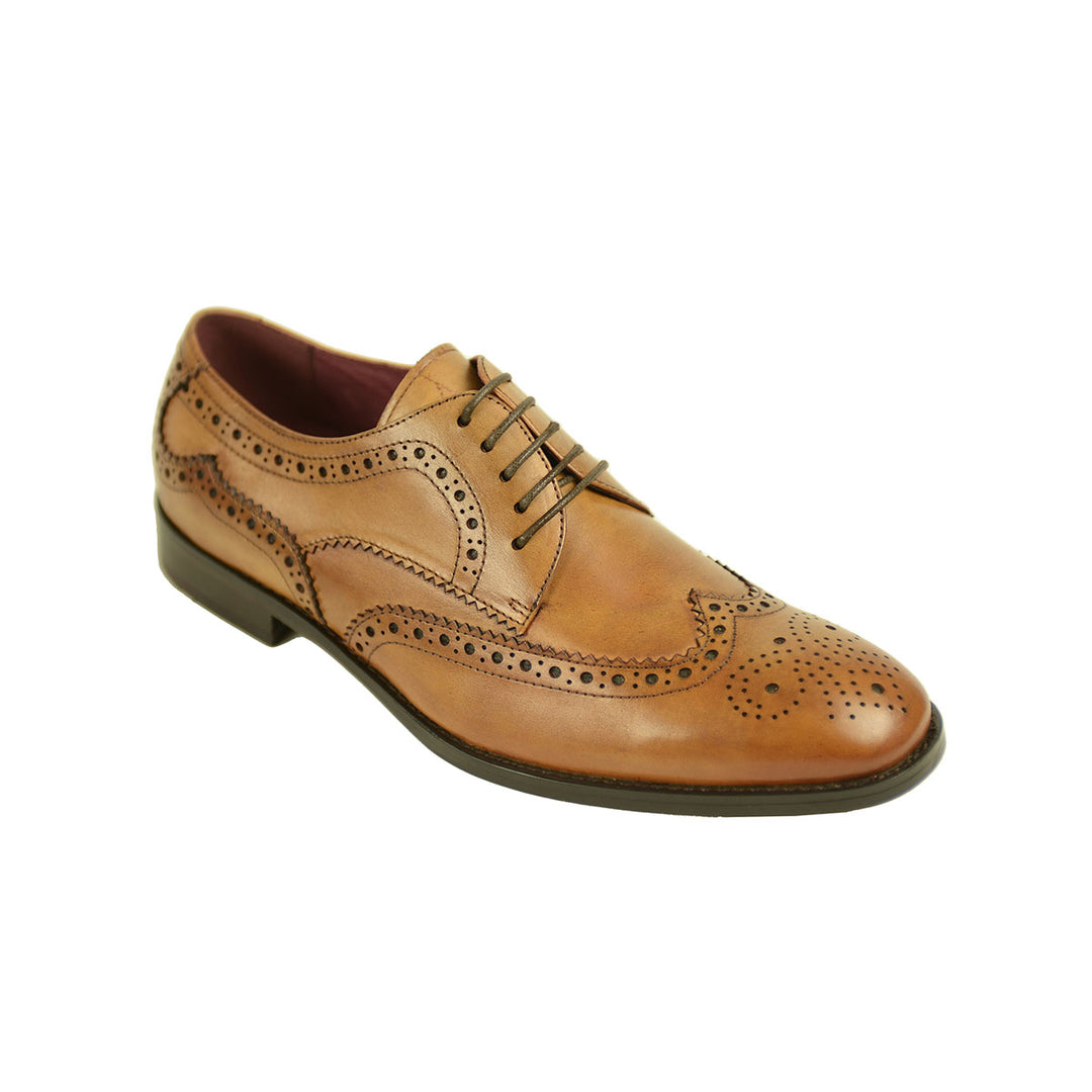 Azor ZM3771 Lugano Tan Brogue Shoes - Baks Menswear Bournemouth