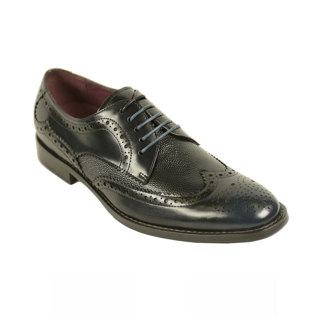 Azor ZM3772 Paletta Blue Brogue Shoes - Baks Menswear Bournemouth