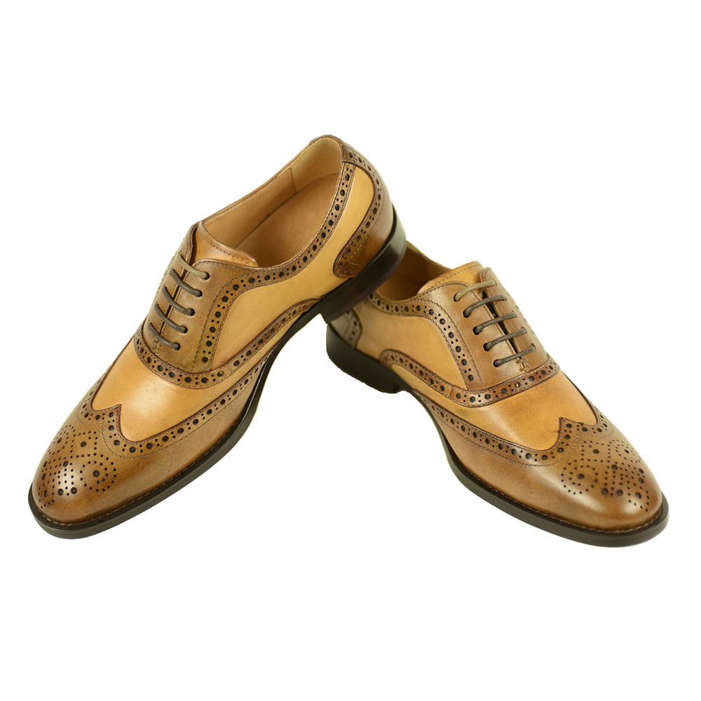 Azor ZM3776 Cresto Tan Brown Brogue Shoes - Baks Menswear Bournemouth