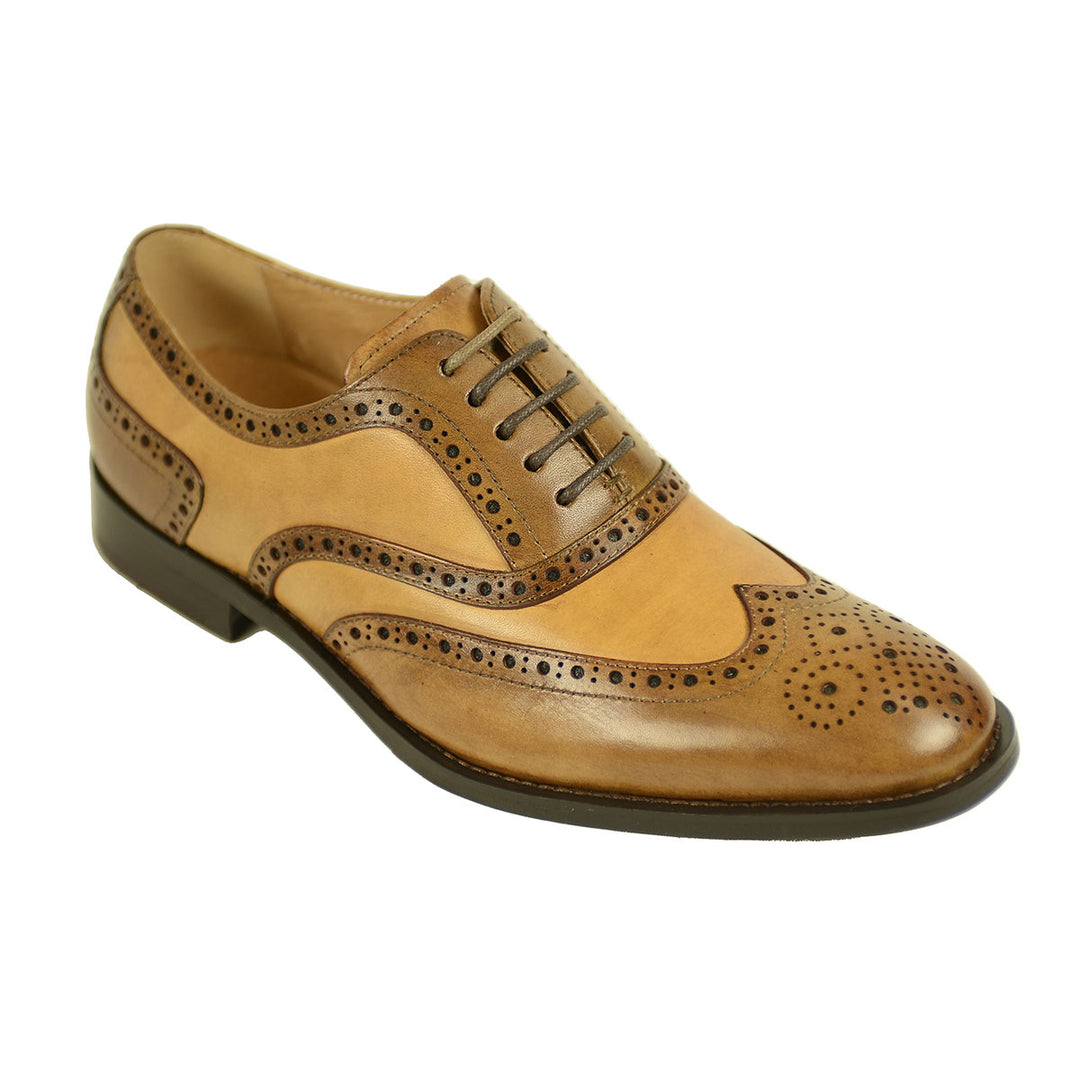 Azor ZM3776 Cresto Tan Brown Brogue Shoes - Baks Menswear Bournemouth