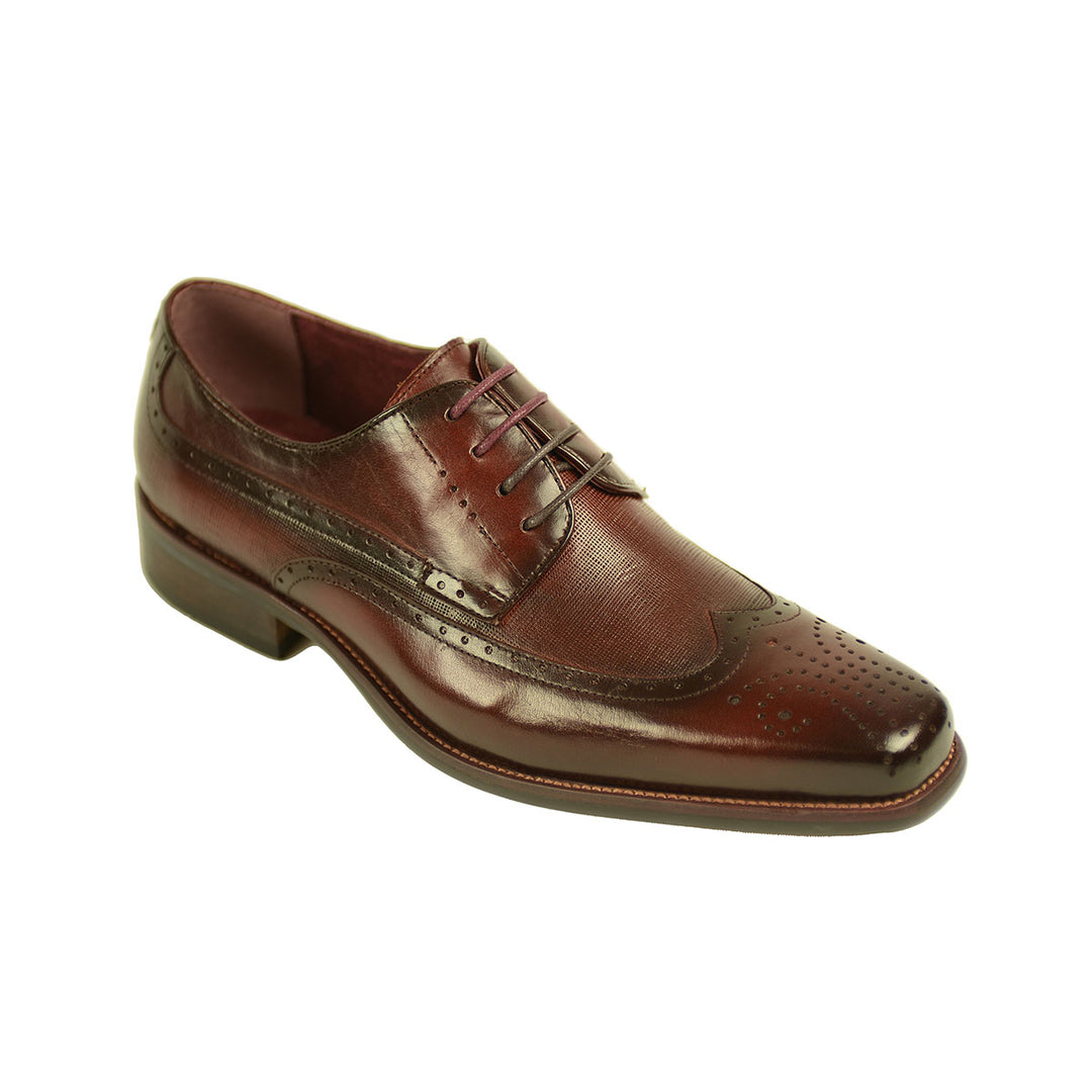 Azor ZM3810 Romano Burgundy Red Brogue Shoes - Baks Menswear Bournemouth