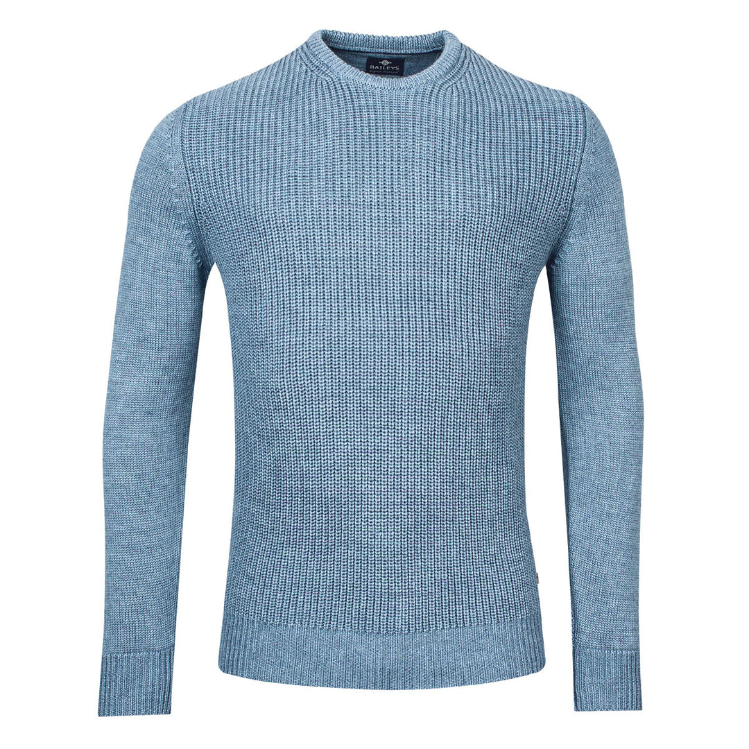 Baileys 228202-524 Light Blue Merino Wool Blend Crew Neck Jumper - Baks Menswear Bournemouth